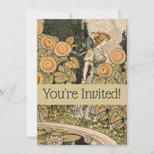 Invitation Sunflower Art Nouveau Jardin Grasset Femme