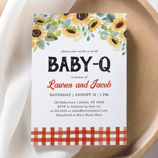 Invitation Sunflower Baby Q Rustic Couples Baby shower
