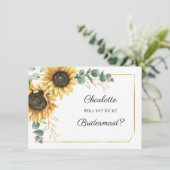 Invitation Sunflower Be My Bridesmaid Card (Debout devant)