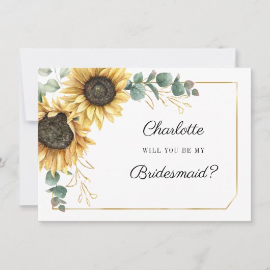 Invitation Sunflower Be My Bridesmaid Card (Devant)