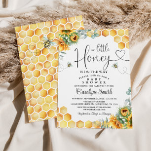 Invitation Sunflower Bee A Little Honey Baby shower