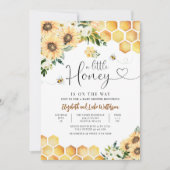 Invitation Sunflower Bee A Little Honey Baby shower (Devant)