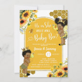 Invitation Sunflower Bee Afro Girl Gender Reveal (Devant)