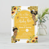 Invitation Sunflower Bee Afro Girl Gender Reveal (Debout devant)