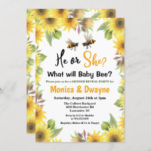 Invitation Sunflower Bee Baby shower de la révélation du genr