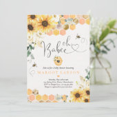 Invitation Sunflower Bee Baby shower Oh Babee Baby shower (Debout devant)