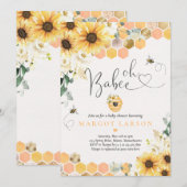 Invitation Sunflower Bee Baby shower Oh Babee Baby shower (Devant / Derrière)