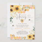 Invitation Sunflower Bee Baby shower Petit Miel En Route (Devant)