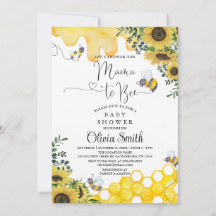 Invitation Sunflower Bee Mama to Bee Floral Baby shower