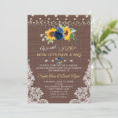 Invitation Sunflower Blue Floral Dentelle Mariage I DO BBQ (Debout devant)