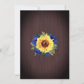 Invitation Sunflower Blue Floral Lights Mariage en bois (Dos)