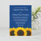 Invitation Sunflower Blue Mariage damassé (Debout devant)