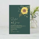 Invitation Sunflower Botanique Emerald Mariage vert (Debout devant)