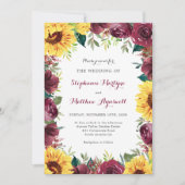 Invitation Sunflower Bourgogne Floral Mariage de automne fron (Devant)