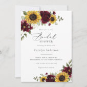 Invitation Sunflower Bourgogne Floral Russe Fête des mariées (Devant)