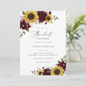 Invitation Sunflower Bourgogne Floral Russe Fête des mariées (Debout devant)