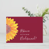 Invitation Sunflower Bourgogne Mariage Bridesmaid (Debout devant)