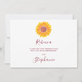 Invitation Sunflower Bourgogne Mariage Bridesmaid (Dos)