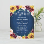 Invitation Sunflower Bourgogne Marine Jars Éclairage Floral M (Debout devant)