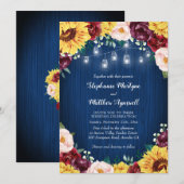 Invitation Sunflower Bourgogne Marine Jars Éclairage Floral M (Devant / Derrière)