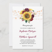 Invitation Sunflower Bourgogne Marsala Lumières florales Mari (Devant)