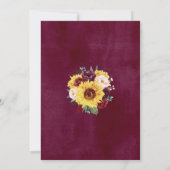 Invitation Sunflower Bourgogne Marsala Lumières florales Mari (Dos)