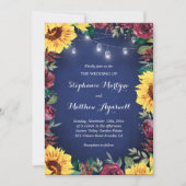 Invitation Sunflower Bourgogne Rose Jar Lights Mariage de la  (Devant)