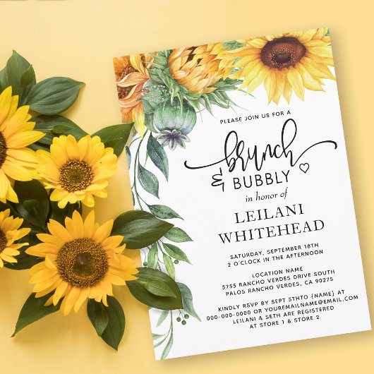 Invitation Sunflower Brunch and Bubbly Bridal Shower