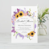 Invitation Sunflower Butterflies Lilac Hexagon Bridal Shower (Debout devant)