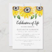 Invitation Sunflower Celebration of Life Funeral Memorial Inv (Devant)