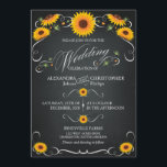 Invitation Sunflower Chalkboard Floral Vintage Bold Mariage<br><div class="desc">De beaux tournesols, des ornements rétro et un mélange d'élégance, le tout contre un arrière - plan en damier, font de cette suite de mariage chic et très élégante une suite unique. Si vous avez besoin d'autres éléments de coordination de cette suite, n'hésitez pas à me demander et je serai...</div>