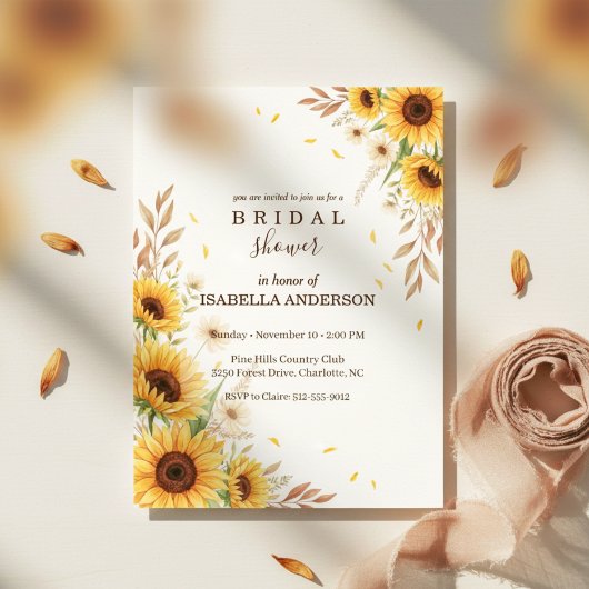 Invitation Sunflower Corner Bridal Shower Rustic Style