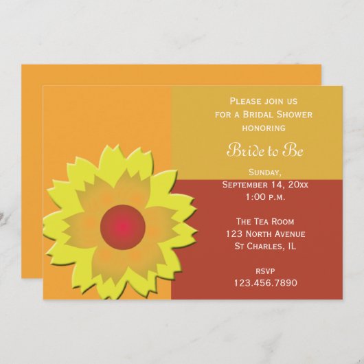Invitation Sunflower Couleur Bloc de douche nuptiale Invitati (Devant / Derrière)