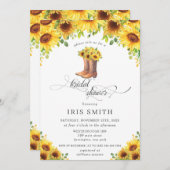 Invitation Sunflower Cowboy Boots Country Fête des mariées (Devant / Derrière)