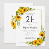 Invitation Sunflower Daisy 21e anniversaire Surprise Party (Devant / Derrière)