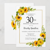 Invitation Sunflower Daisy 30e anniversaire Surprise Party (Devant / Derrière)