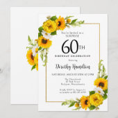 Invitation Sunflower Daisy 60e anniversaire Surprise Party (Devant / Derrière)