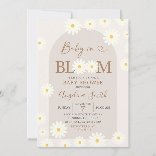 Invitation Sunflower Daisy Baby in Bloom Baby shower (Devant)