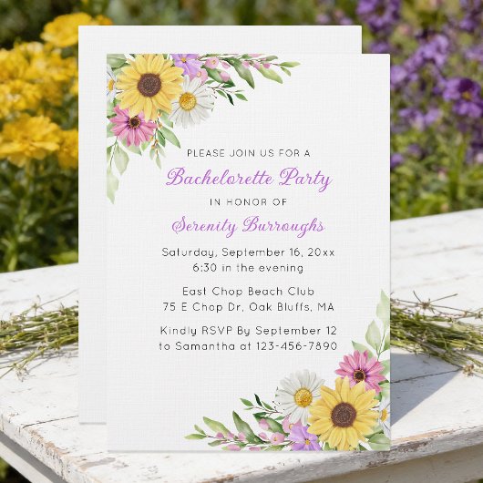 Invitation Sunflower Daisy Boho Garden Bachelorette