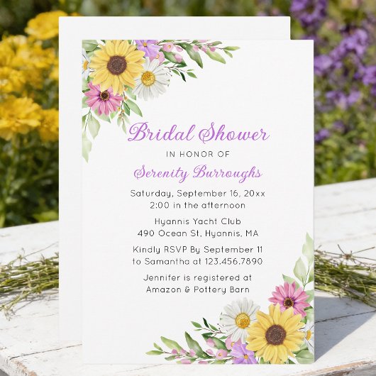 Invitation Sunflower Daisy Boho Garden Bridal Shower