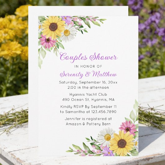 Invitation Sunflower Daisy Floral Boho Garden Couples Shower