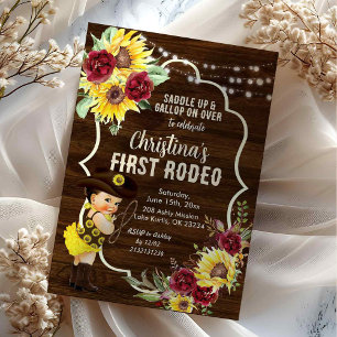 Invitation Sunflower de l'Ouest Rose Cowgirl Premier annivers