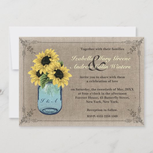Invitation Sunflower de Mason Jar (Devant)