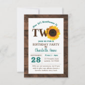 Invitation Sunflower Deuxième anniversaire (Devant)