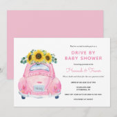 Invitation Sunflower Drive By Baby Girl Douche (Devant / Derrière)