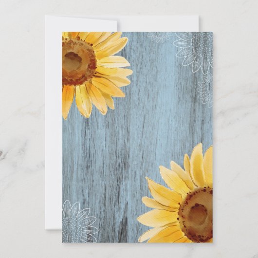 Invitation Sunflower Dusty Bleu Rustique Baby shower en bois (Dos)