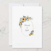 Invitation Sunflower Dusty Blue Rustic Mariage photo (Dos)
