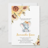 Invitation Sunflower Elephant Baby Shower (Devant)