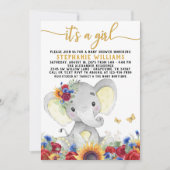 Invitation Sunflower Elephant Butterfly Douche (Devant)