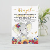 Invitation Sunflower Elephant Butterfly Douche (Debout devant)